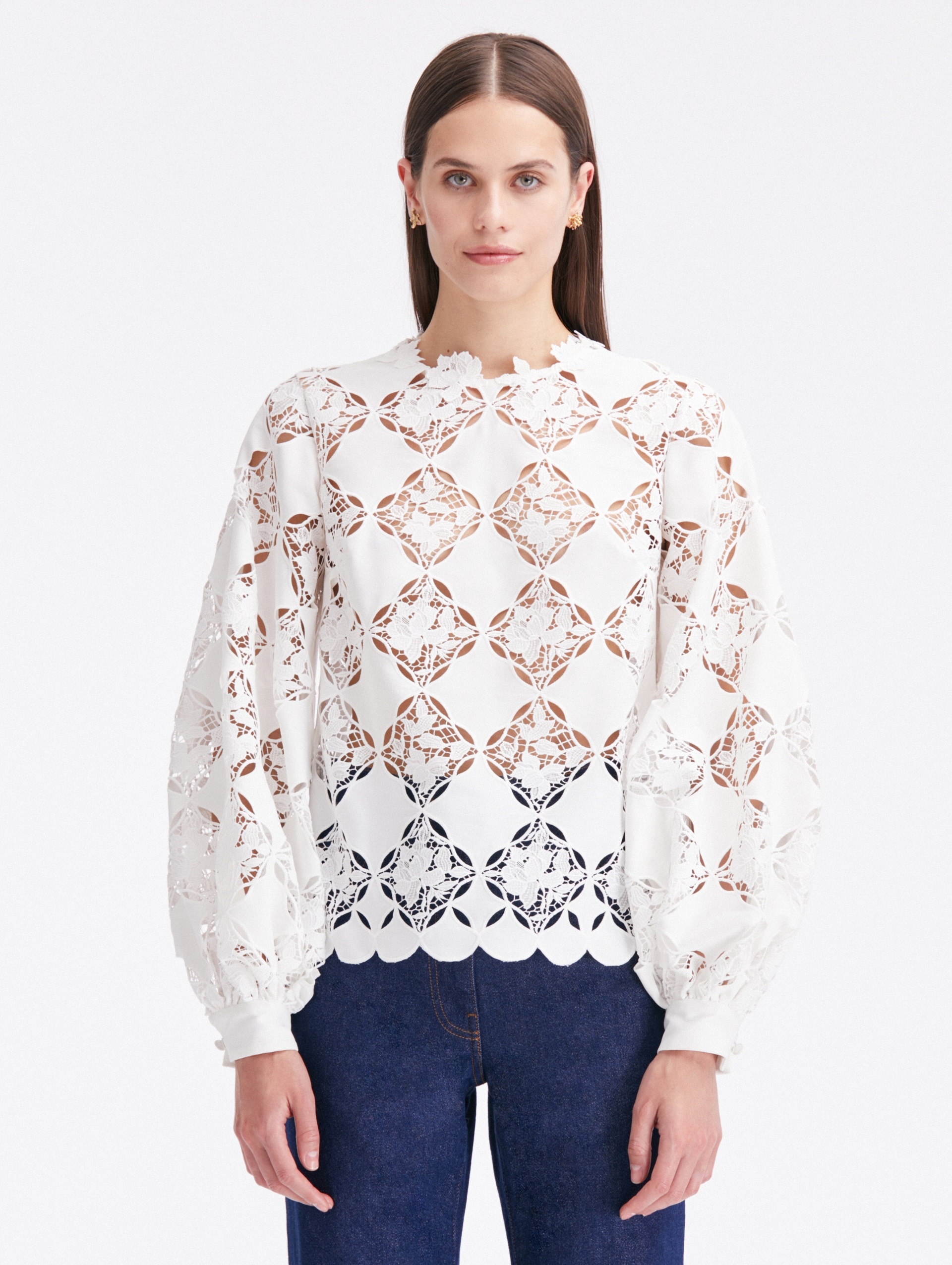 GARDENIA GUIPURE EYELET BLOUSE - 1