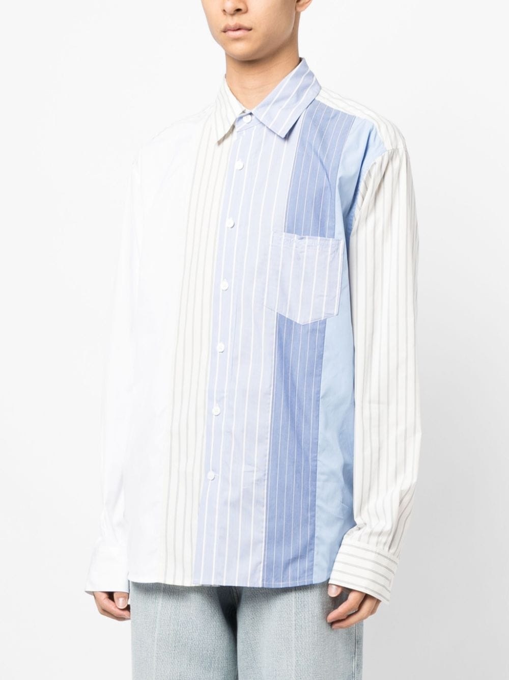 striped panelled shirt - 3