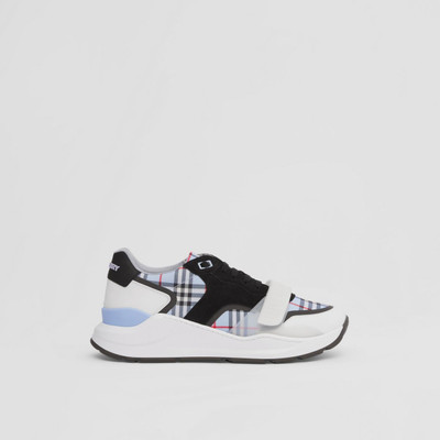 Burberry Check Nylon, Leather and Suede Sneakers outlook