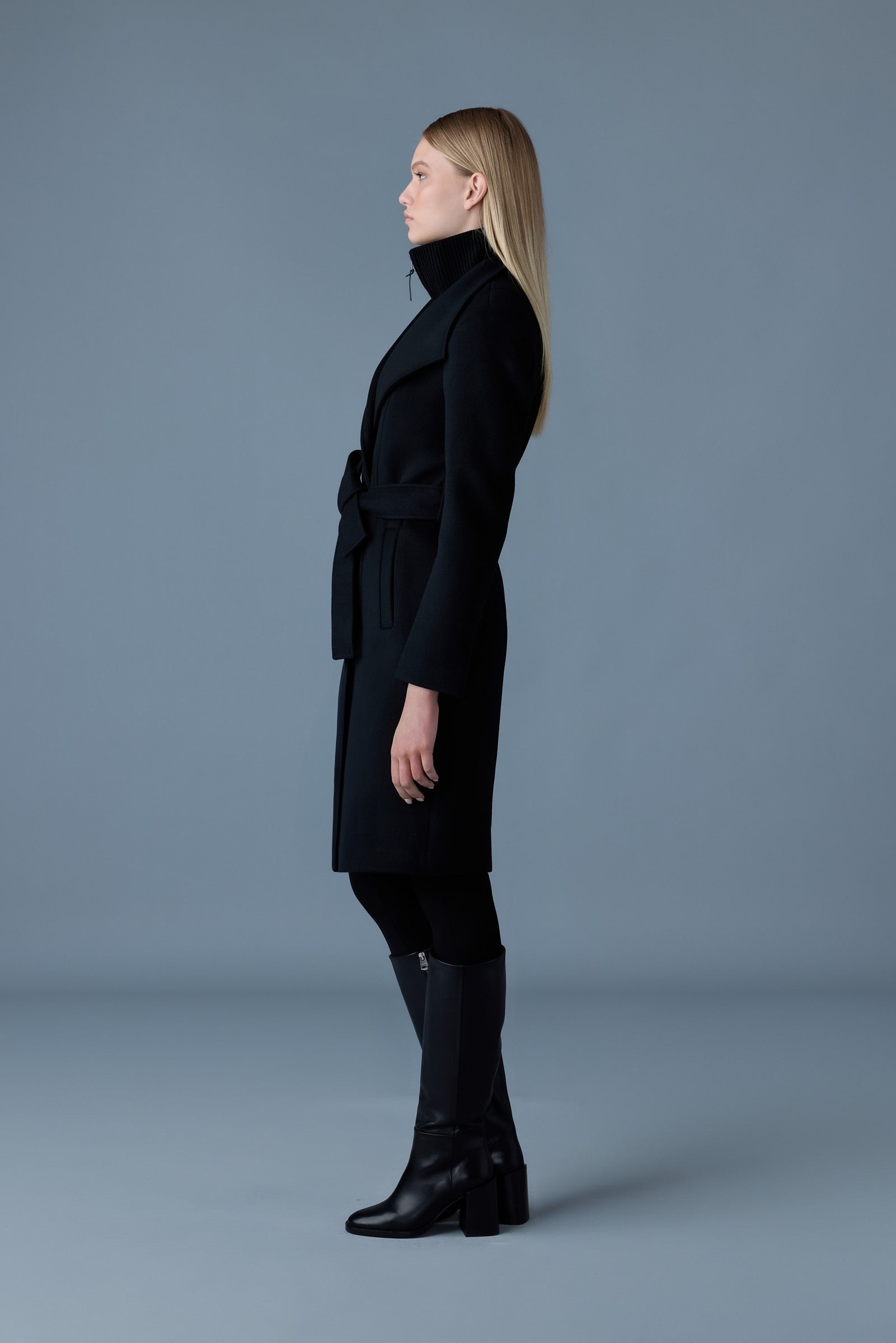 NORITA 2-in-1 double face wool coat with sash - 3