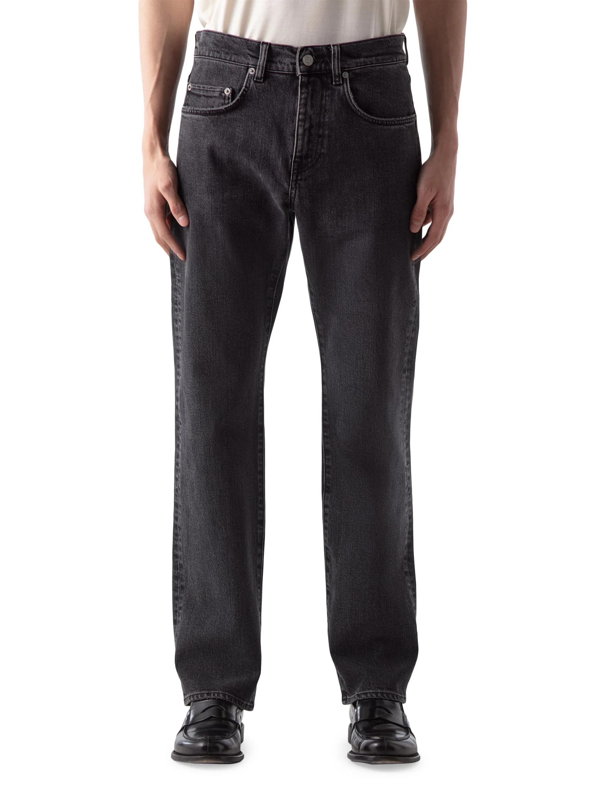 Men's Washed-Denim Mid-Rise Straight-Leg Jeans - Dark Vintage Black - 1