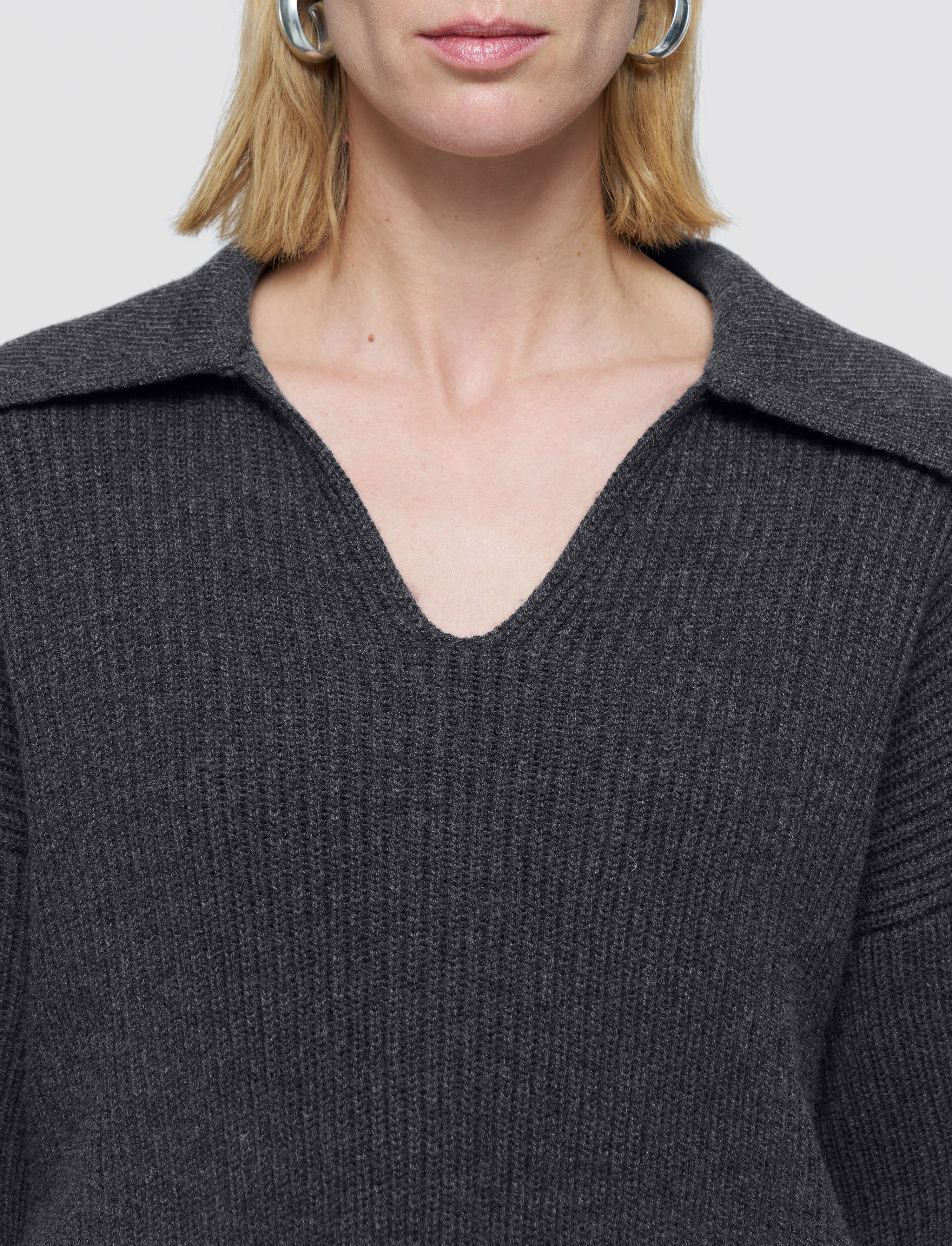 Light Cardigan Stitch Open Neck Jumper - 4