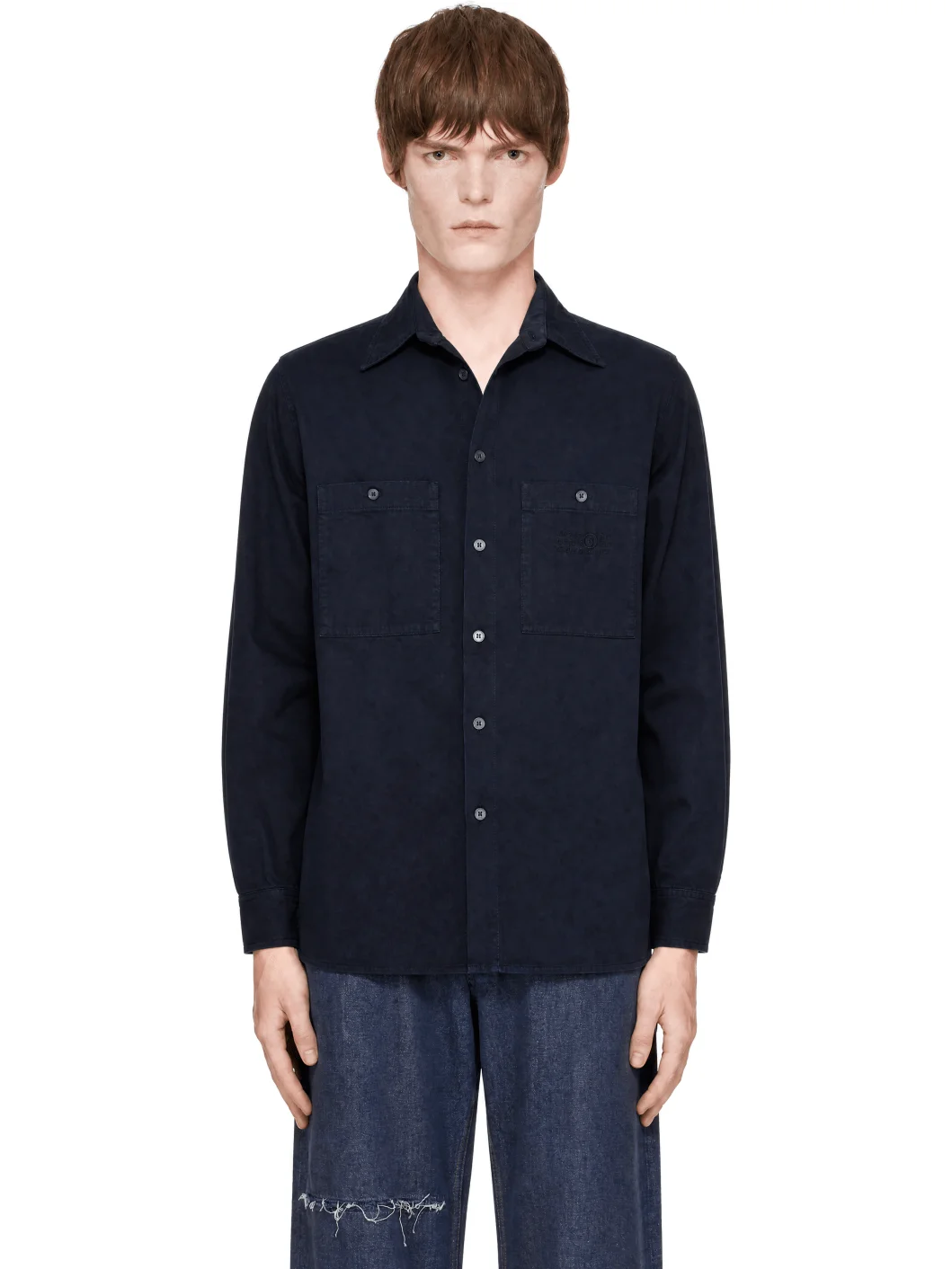 Navy Cotton Overshirt - 1