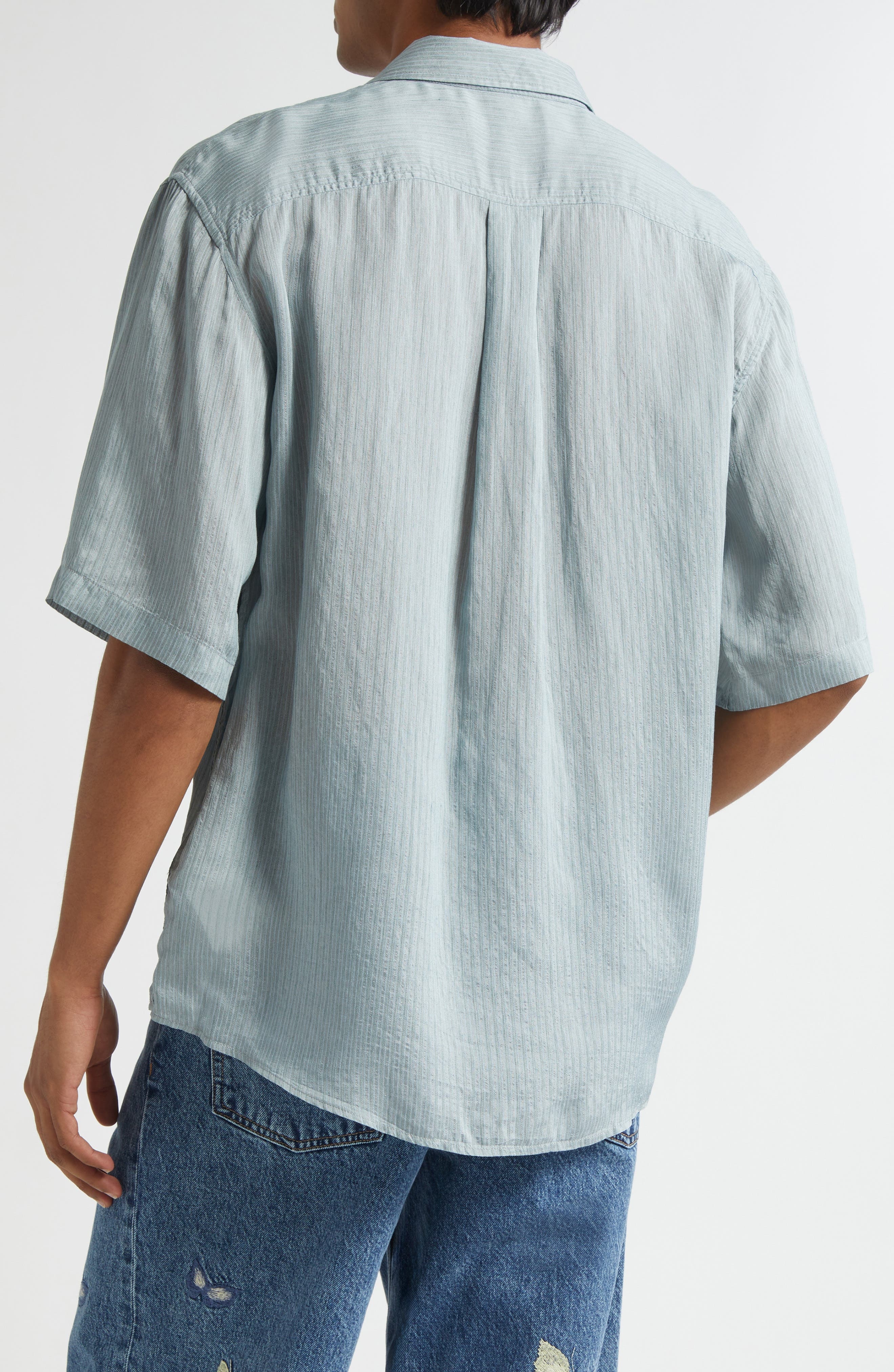 OUR LEGACY Beyond Button-Up Shirt in Geo Stripe Ceremonial Viscose at Nordstrom - 3