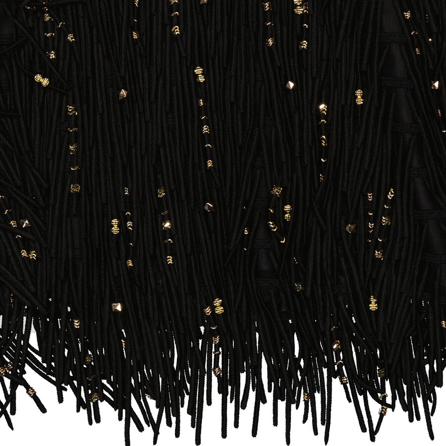 Sacai Ladies Black Beaded Fringe Lace Tank Top, Brand Size 1 - 2