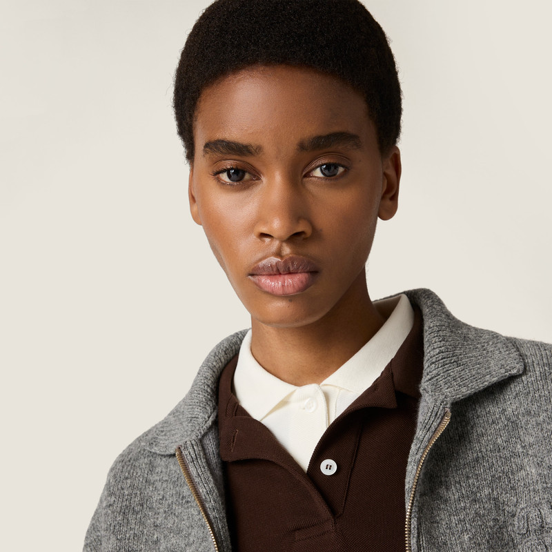 Shetland wool and cashmere zipper cardigan 4