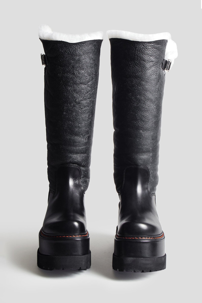 SHEARLING ENGINEER PLATFORM BOOT - BLACK 2