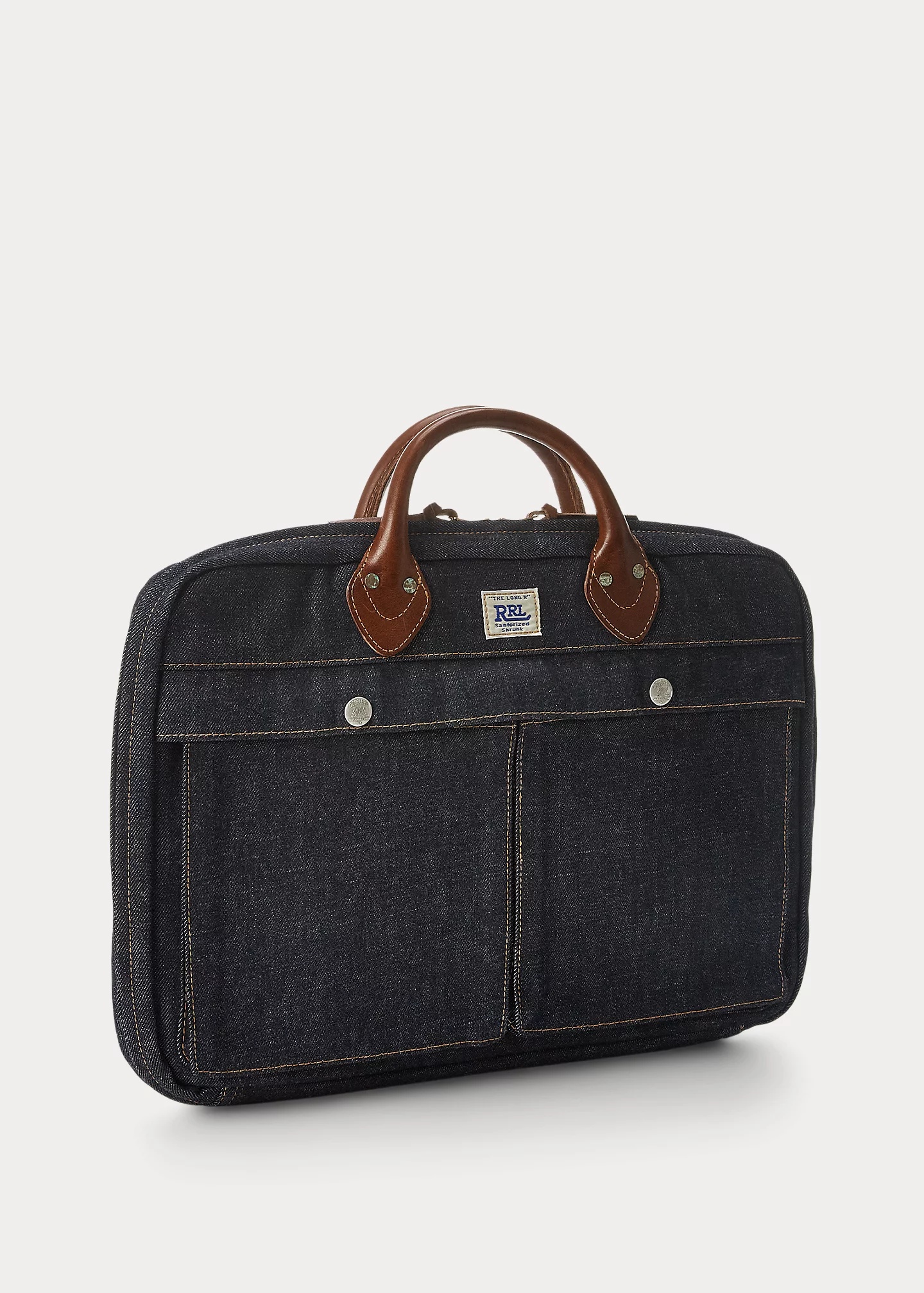 Leather-Trim Denim Briefcase - 2
