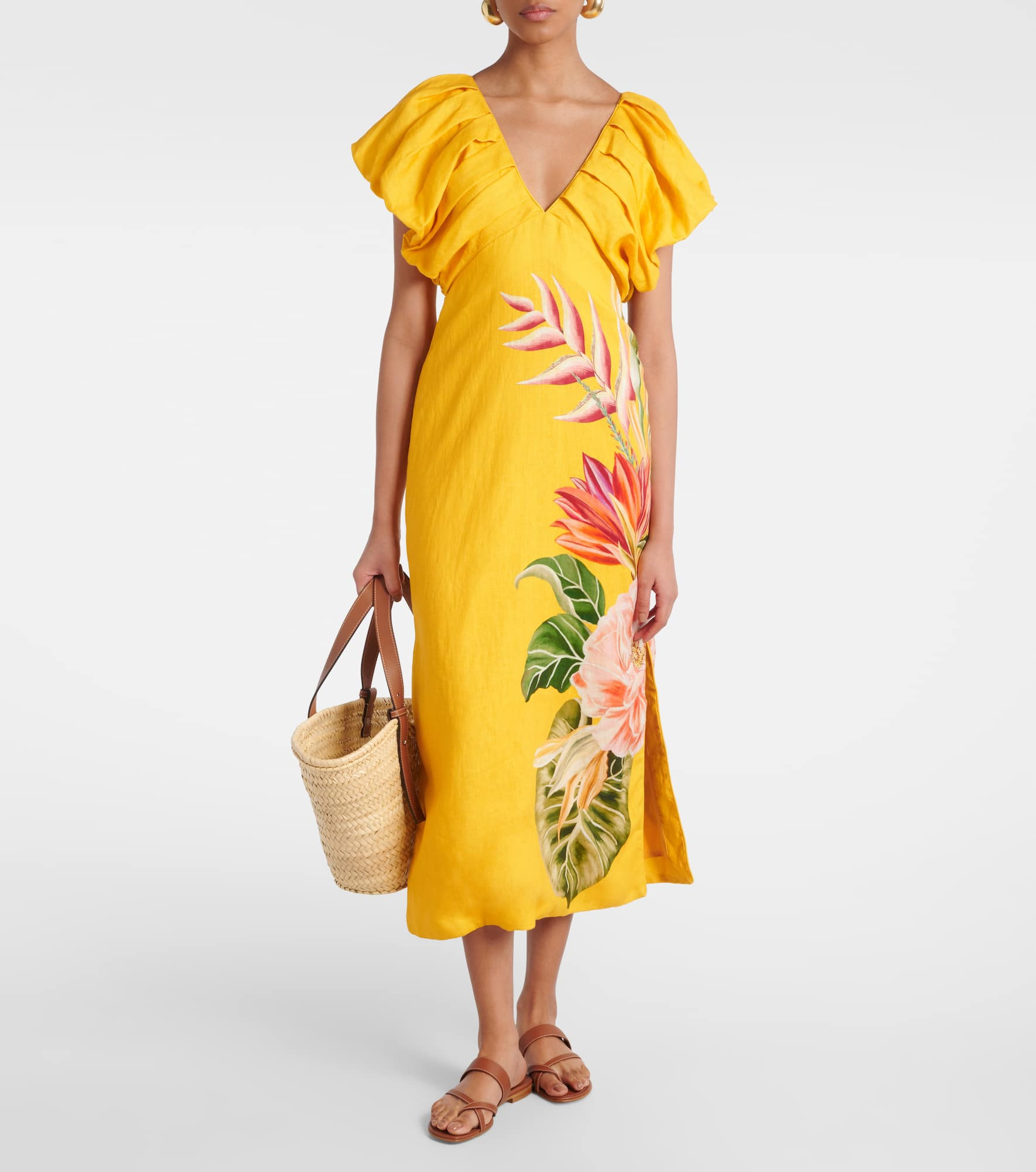 Spring Awakening floral linen midi dress - 2