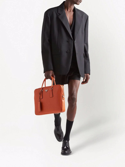 Prada triangle-logo Saffiano leather briefcase outlook