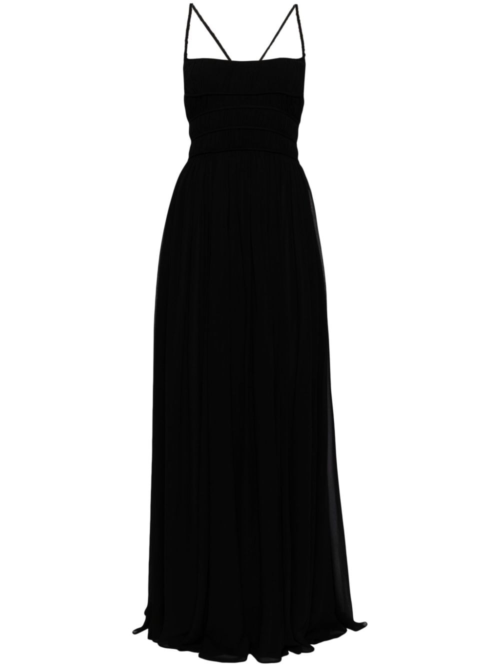 crossover-strap silk gown - 1