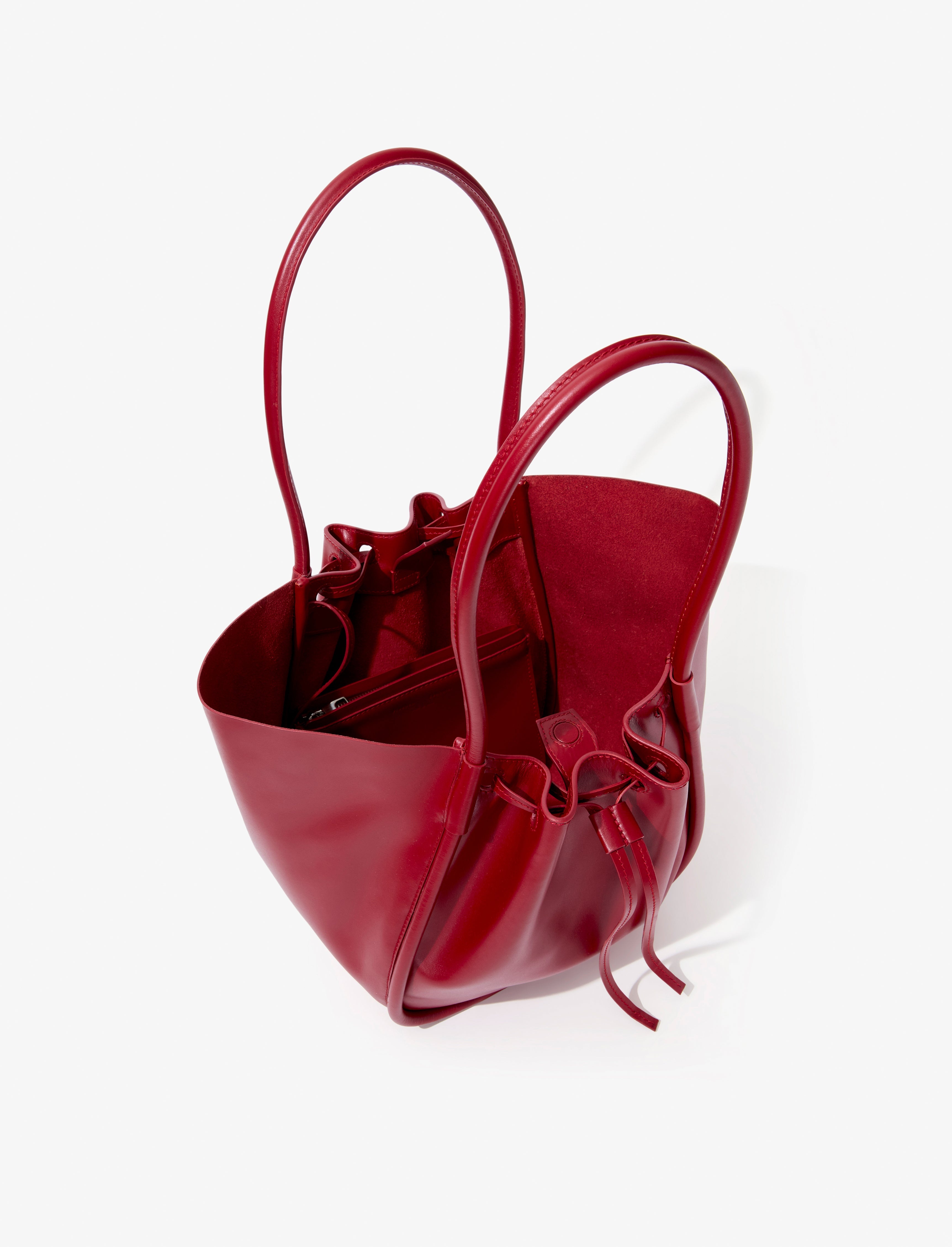 Large Ruched Tote in Shiny Calf - 5