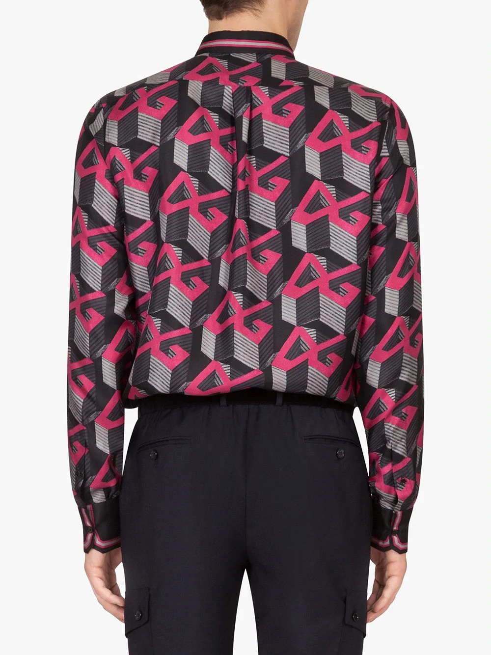 geometric logo print shirt - 4