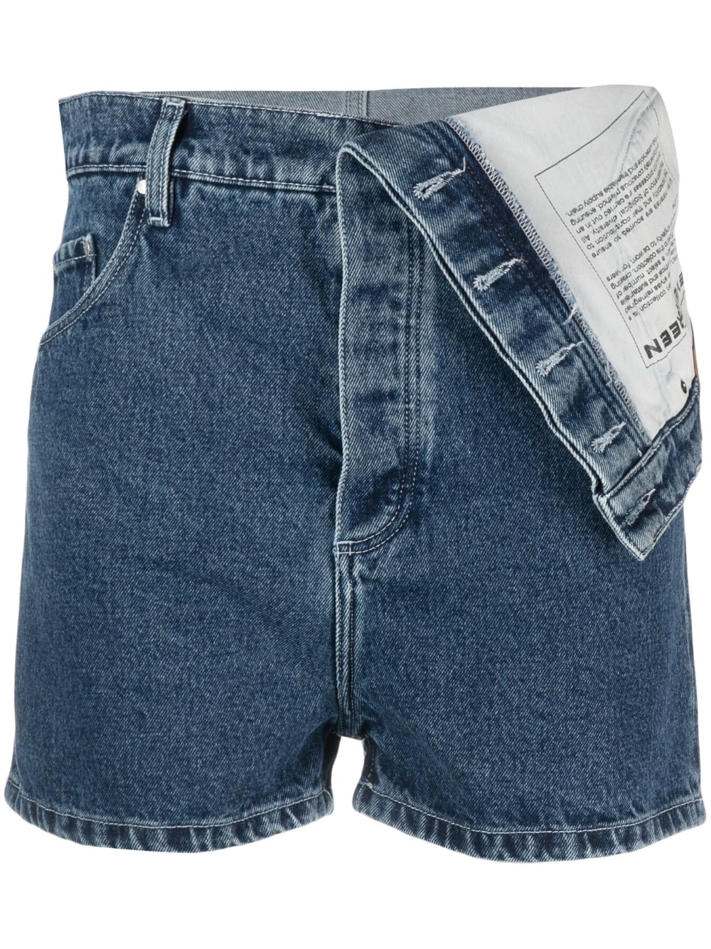 foldover-waist denim shorts - 1