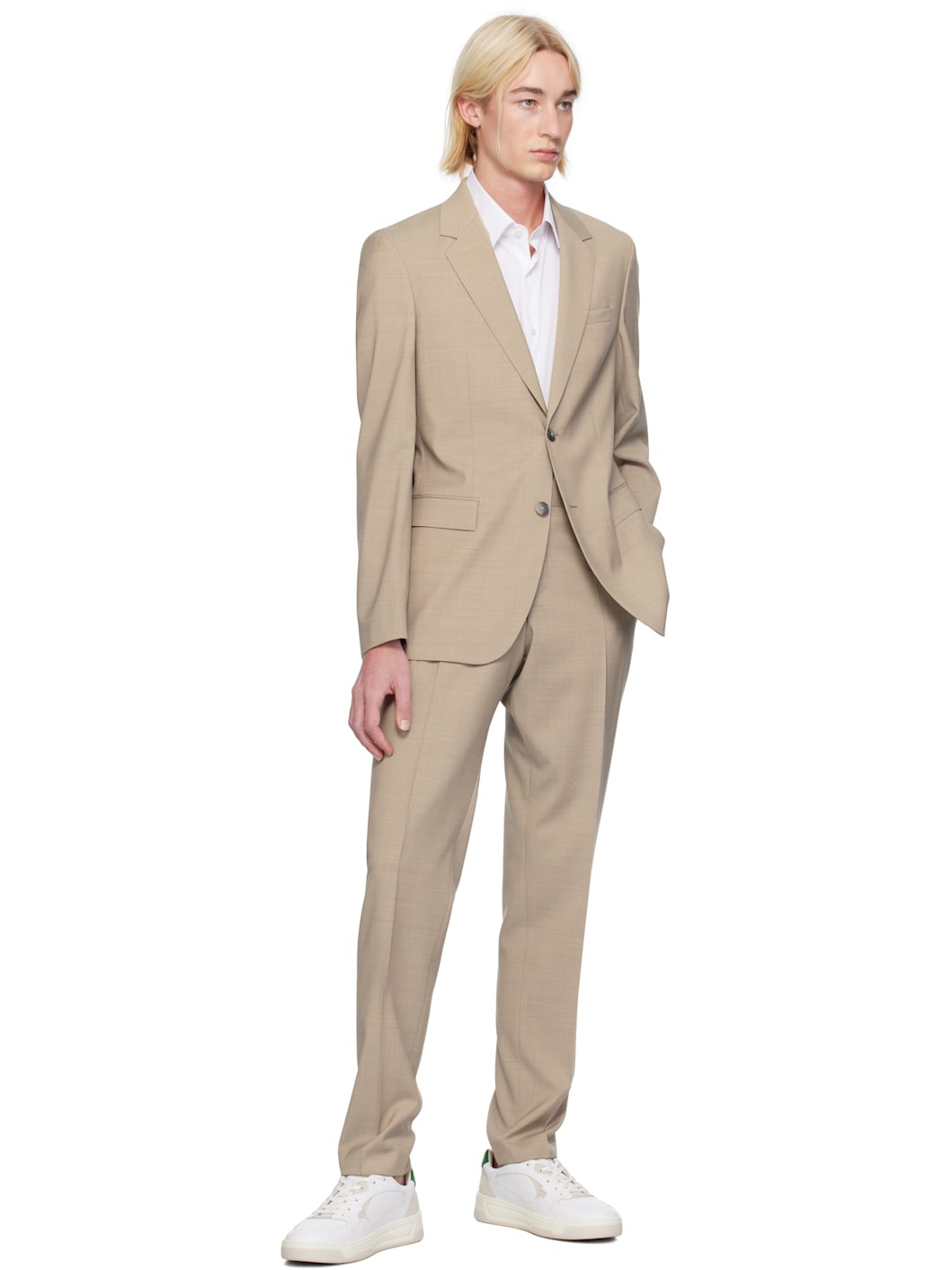 Beige Slim-Fit Suit - 5