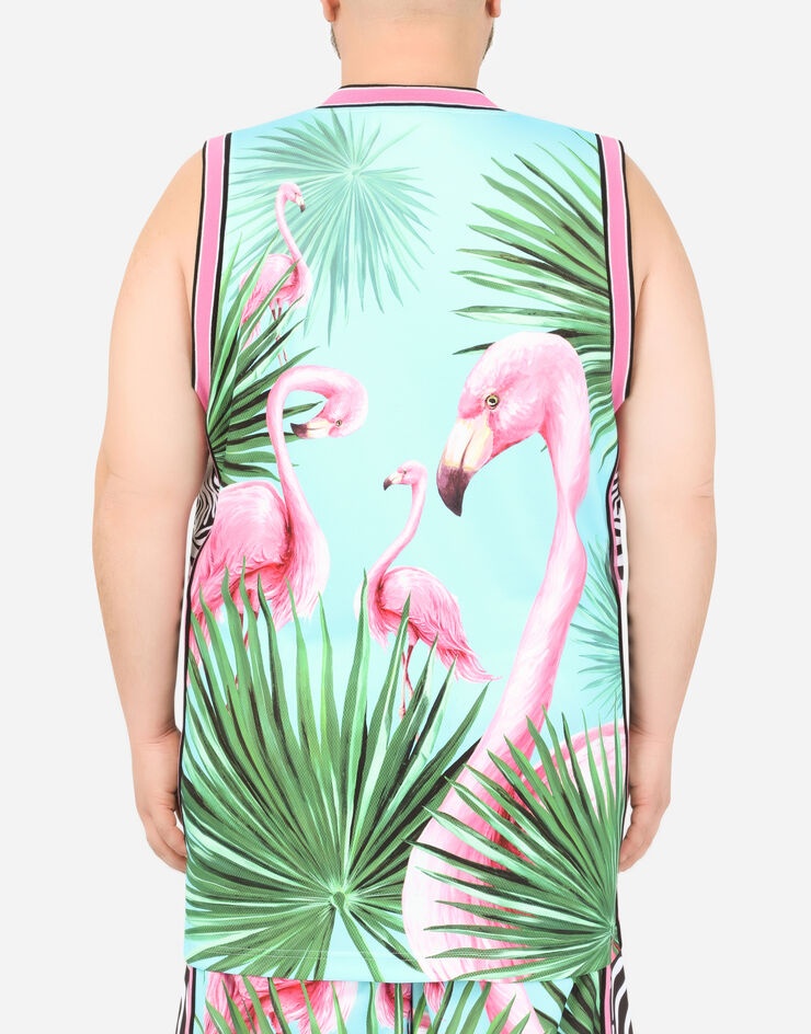 Technical fabric singlet with flamingo print - 6