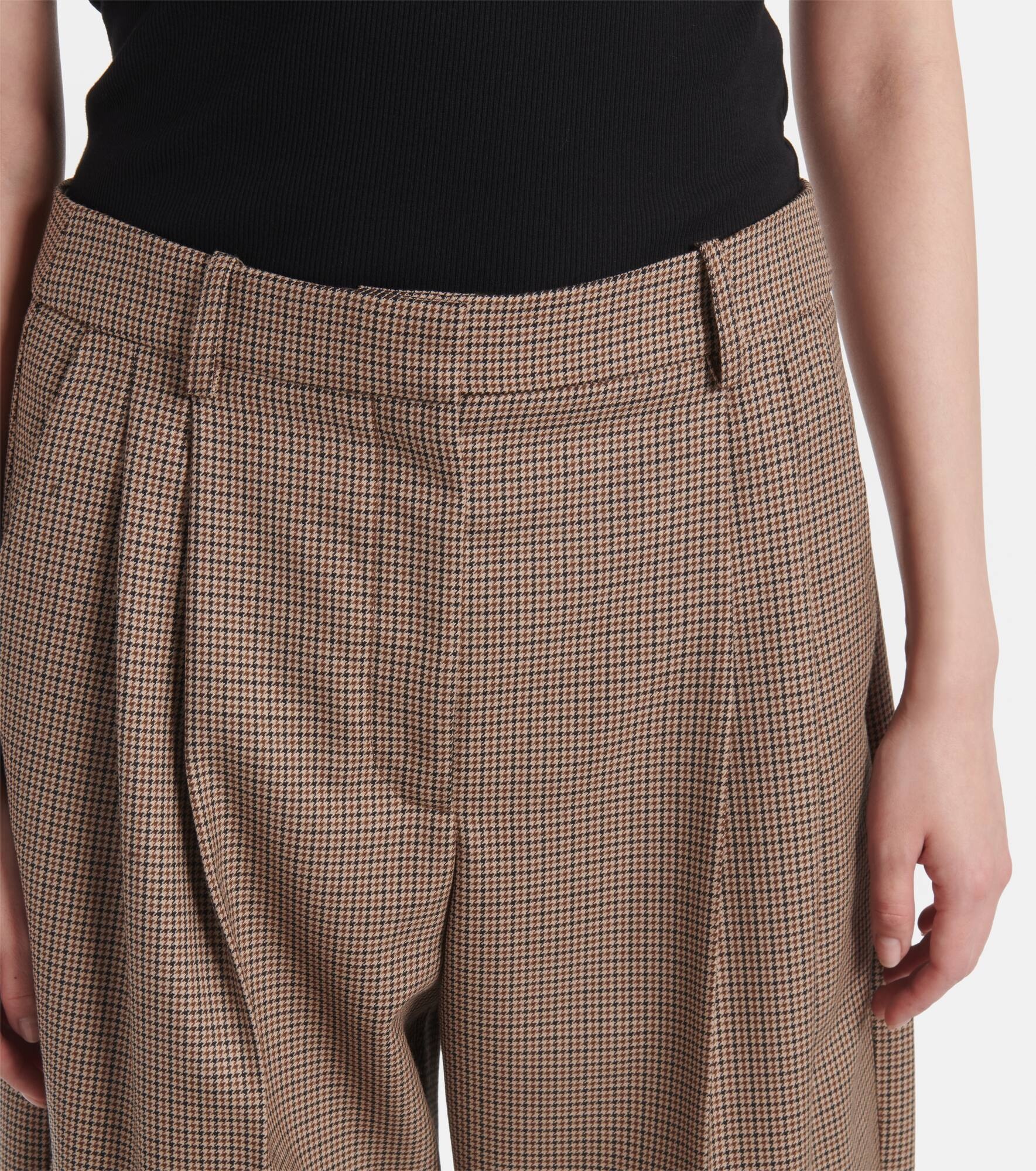 Houndstooth cropped wool wide-leg pants - 4