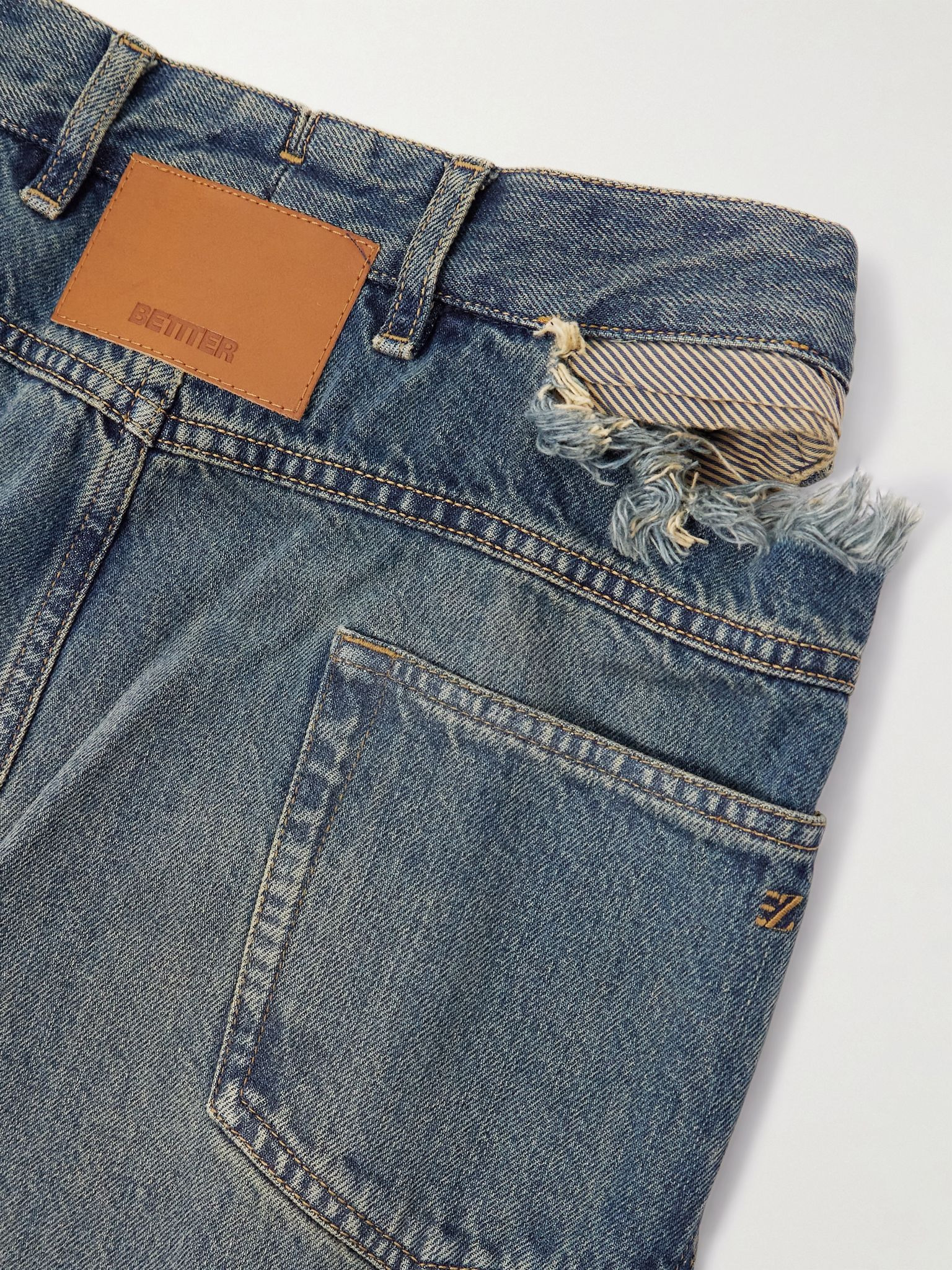 Wrap-effect frayed mid-rise straight-leg jeans Dark denim - 6