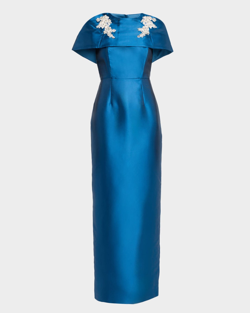 Eve Cape Silk Twill Column Gown 1
