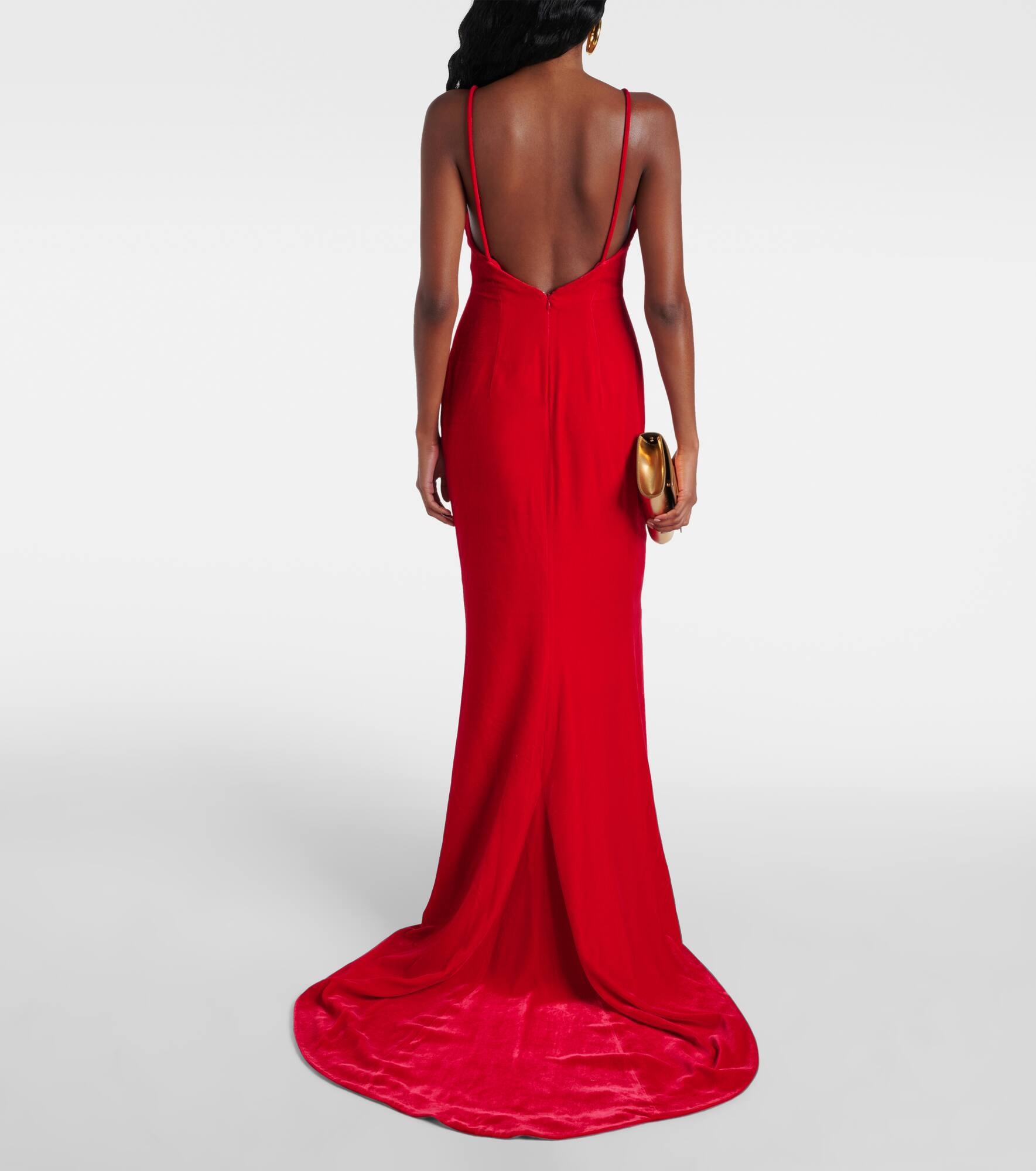 Bow-detail velvet gown - 3