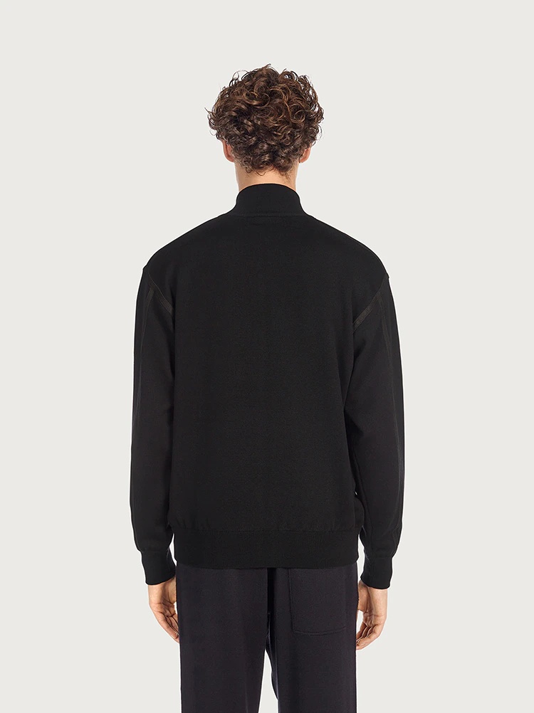 WOOL CARDIGAN WITH NUBUCK DETAILS - 4