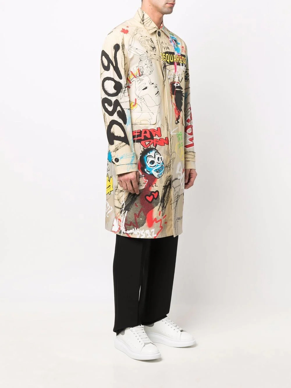 graphic-print single-breasted coat - 3