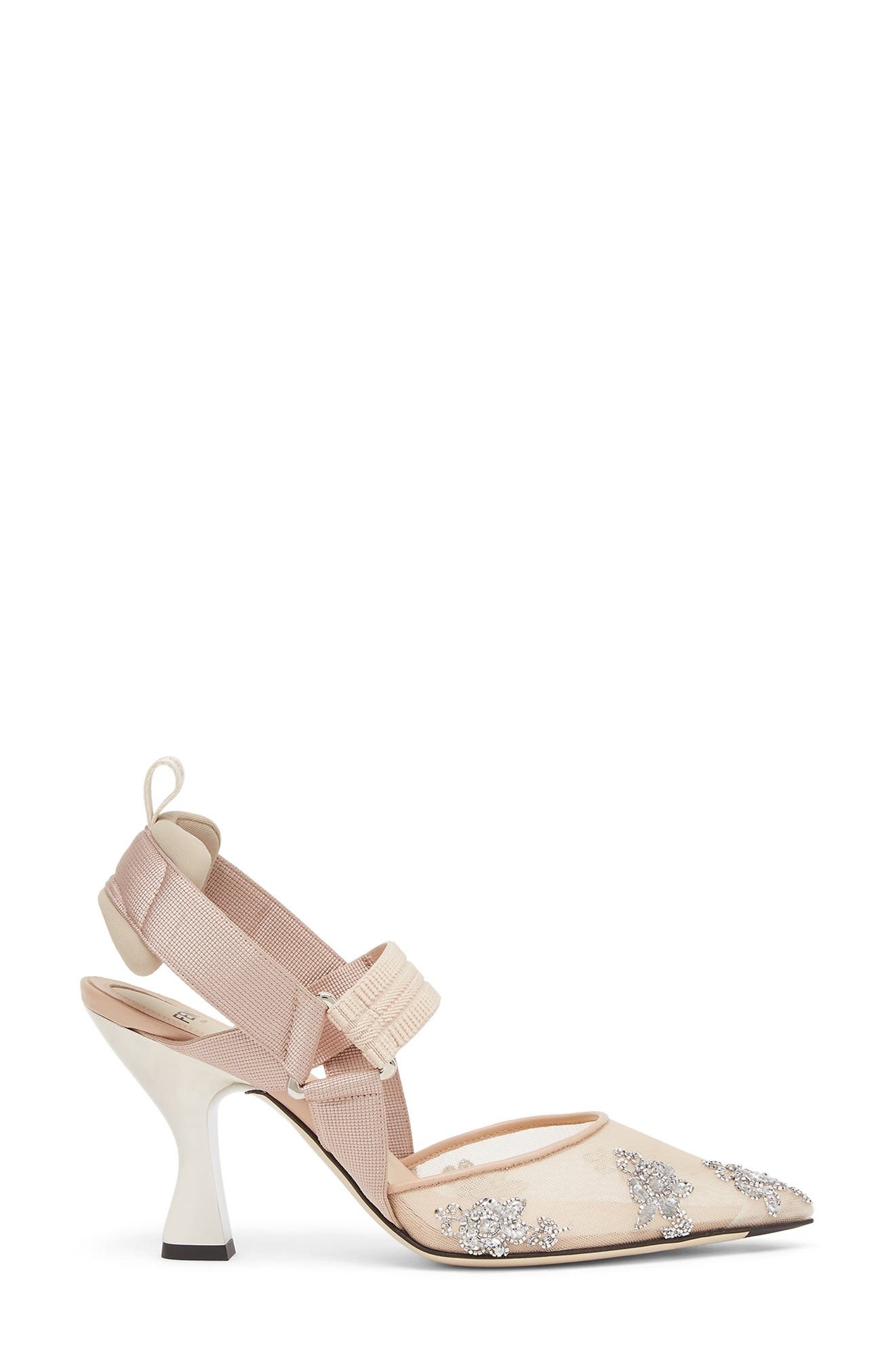 Fendi Colibri Pointed Toe Slingback Pump in Beige/Silver at Nordstrom - 2