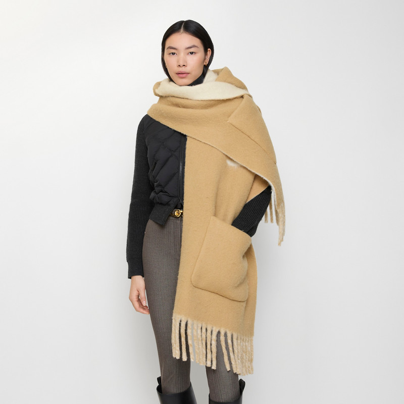 Logo Alpaca Wool Blend Hooded Scarf 3