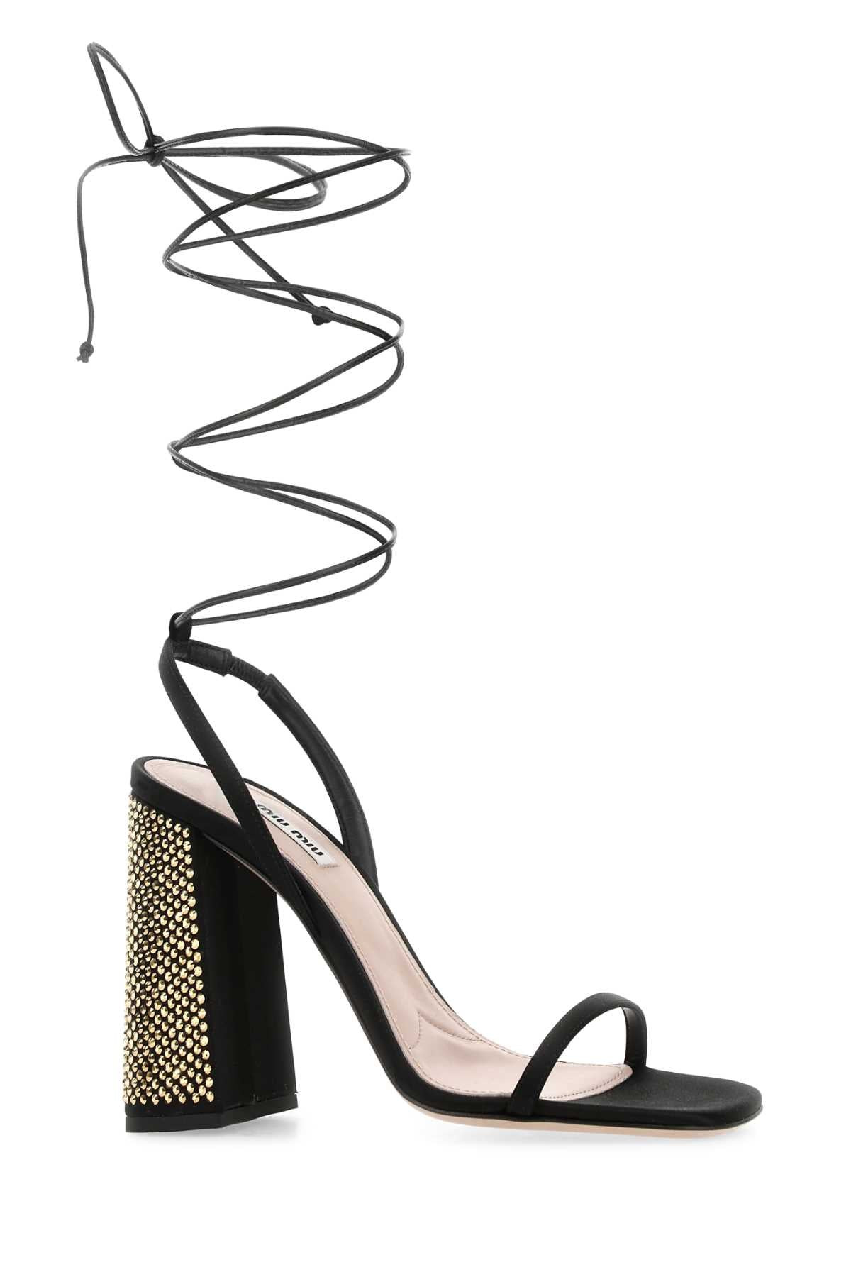Miu Miu Women Black Satin Sandals - 2