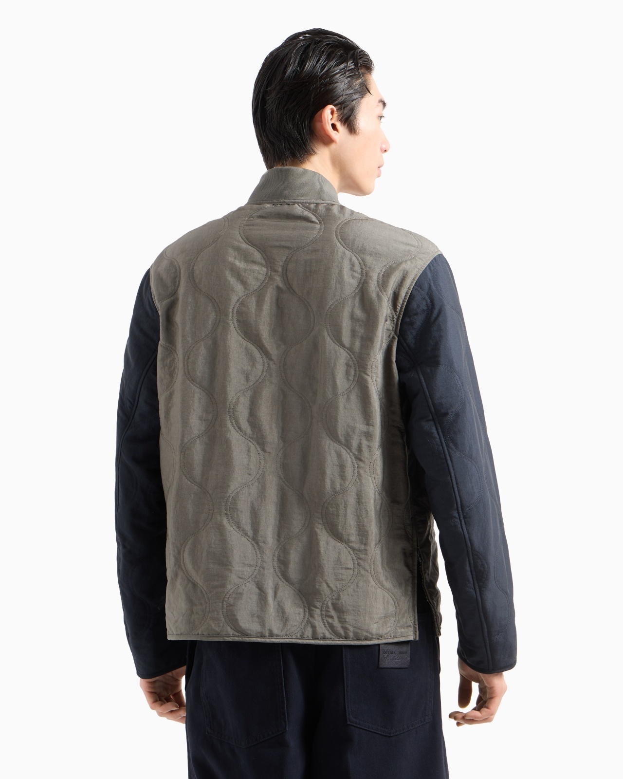 TWO-TONE WAVE MOTIF QUILTED NYLON BLOUSON - 3