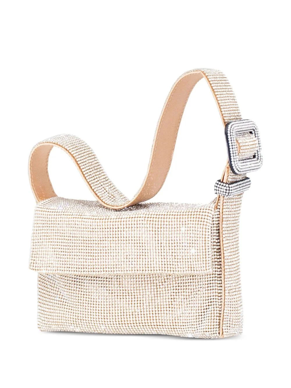 crystal-embellished buckle shoulder bag - 1