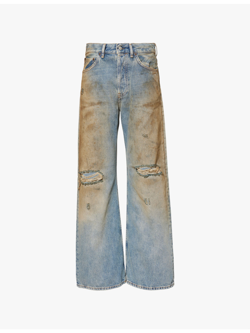 Distressed wide-leg mid-rise jeans - 1