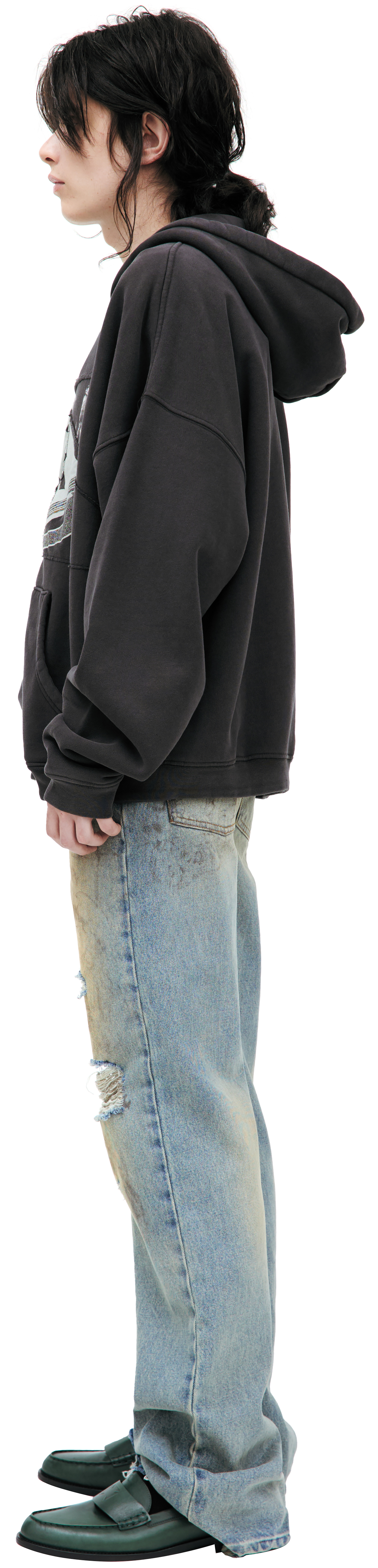 BLACK ZIP UP HOODIE - 2