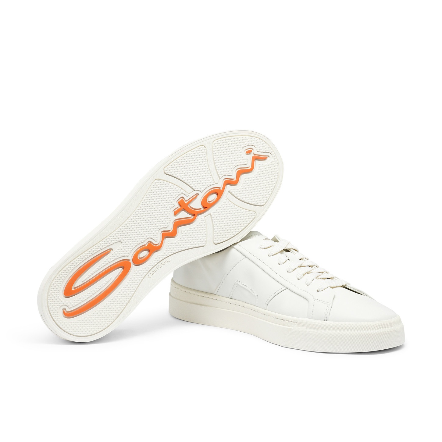 Men’s white leather double buckle sneaker - 4