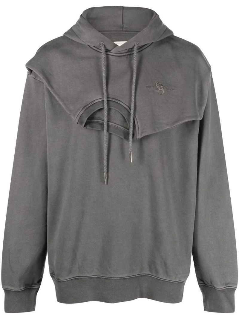 double-collar layered hoodie - 1