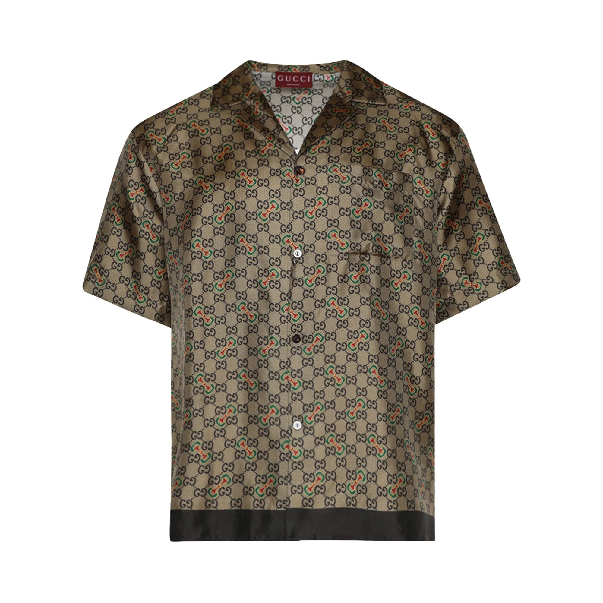 Gucci Monogram Vacation Shirt 'Green/Gold' - 1
