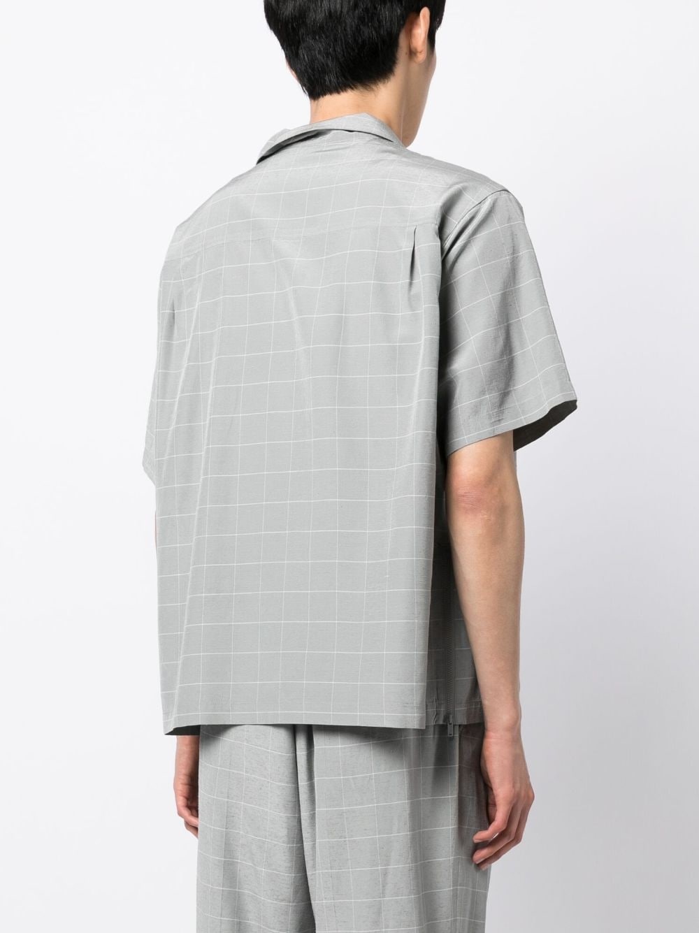 check-pattern silk-blend shirt - 4