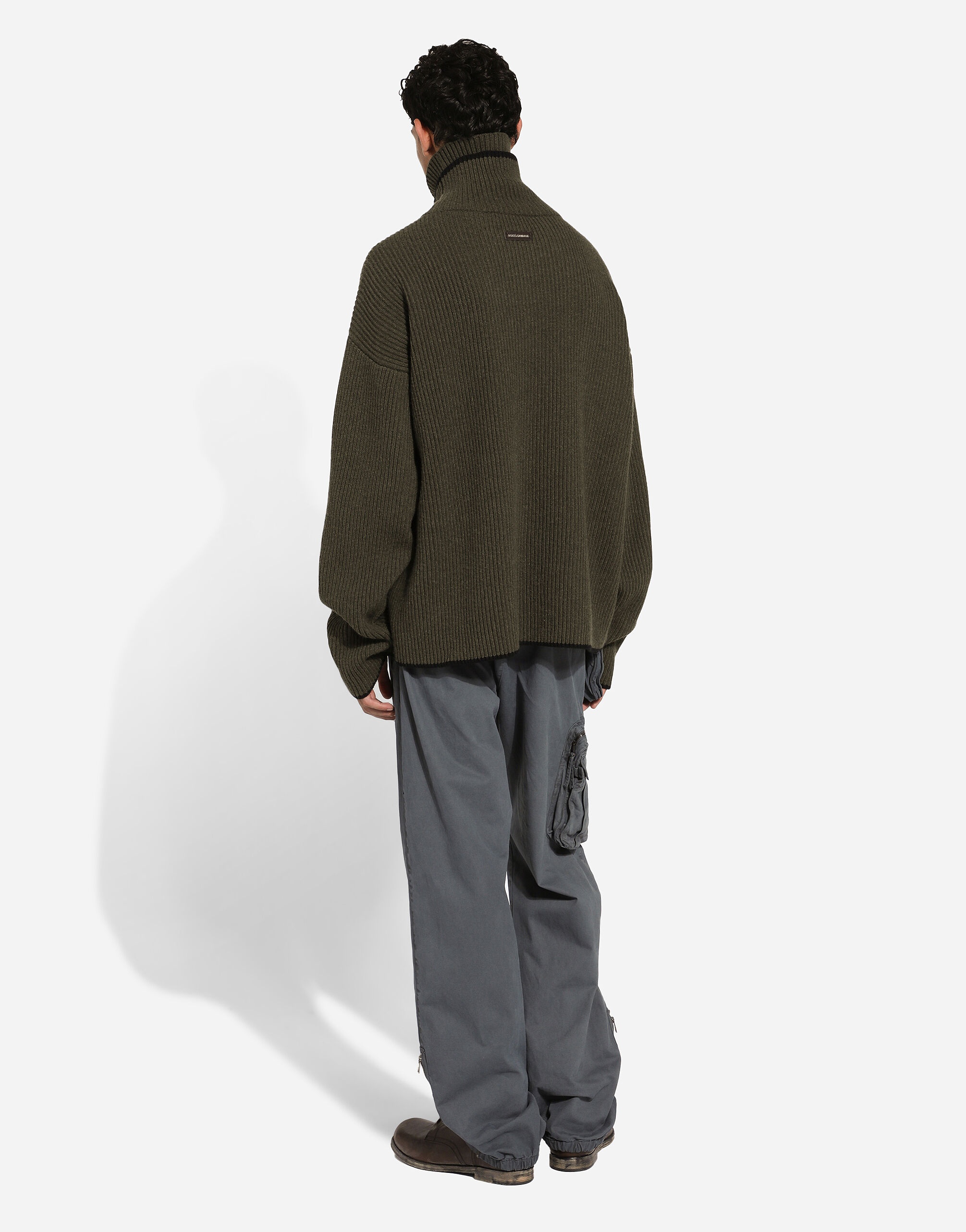 Wool fisherman’s rib-knit sweater with double turtle-neck - 3