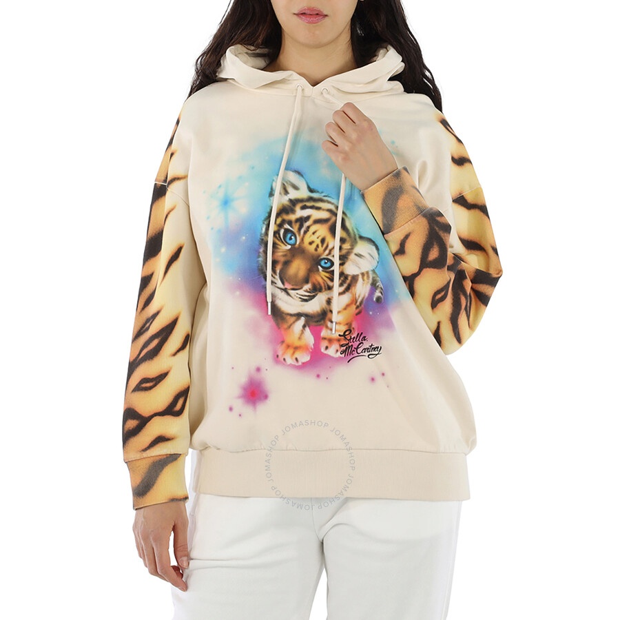 Stella McCartney Ladies Magnolia Tiger Print Cotton Hoodie - 3