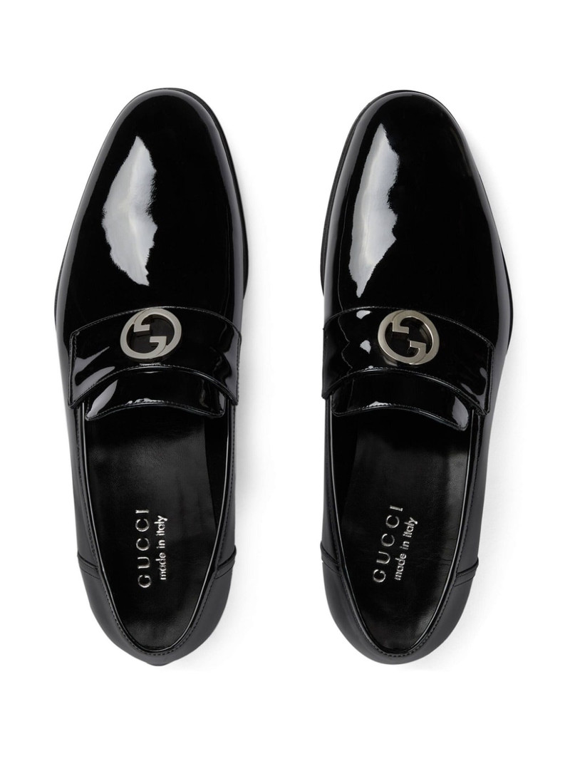 logo-plaque leather loafers 4