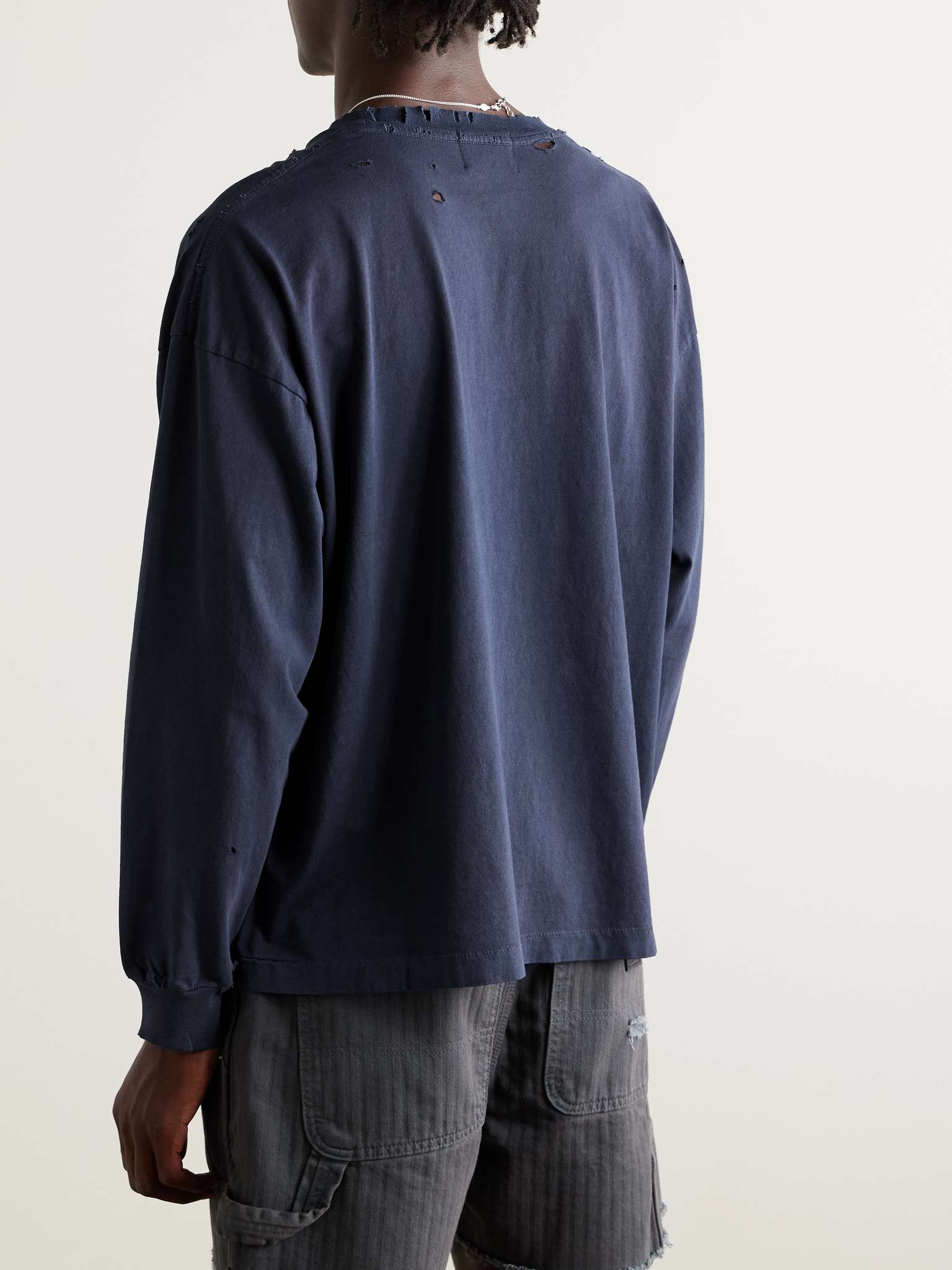 Distressed Logo-Print Cotton-Jersey T-Shirt - 3