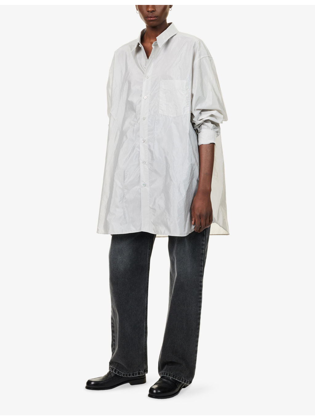 Oversized Long-Sleeves Woven Shirt - 2