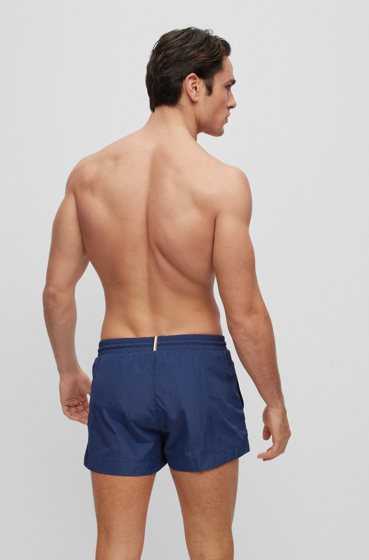 QUICK-DRYING SWIM SHORTS WITH OUTLINE LOGO - 4
