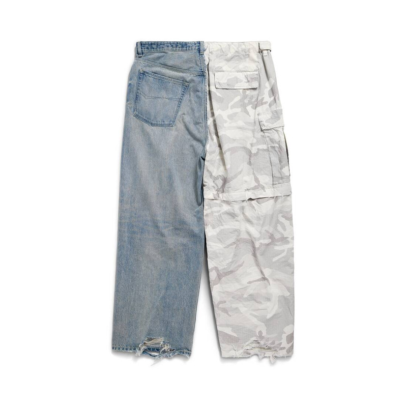 Grayscale Camo Hybrid Baggy Pants in Light Blue 6