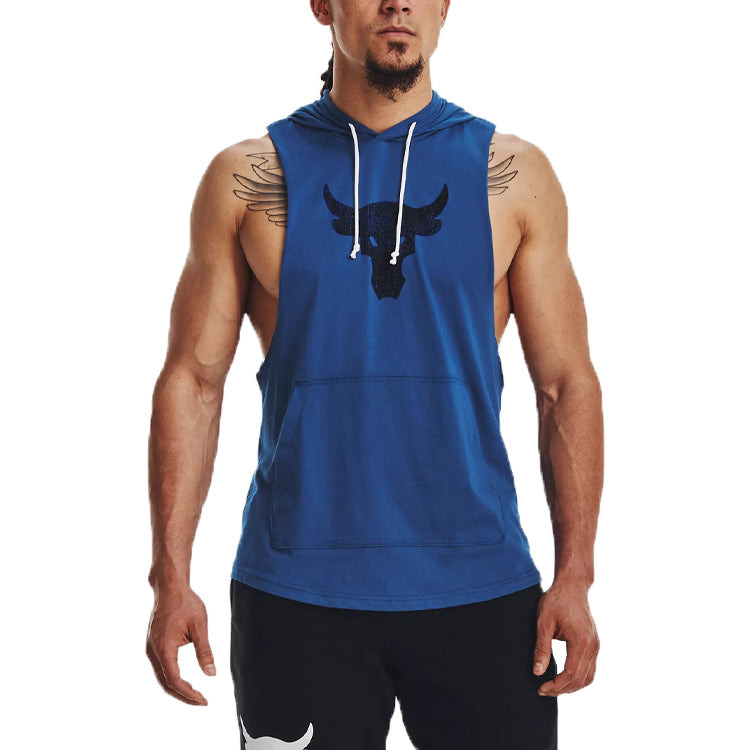 Under Armour Project Rock BSR Bull Sleeveless Hoodie 'Blue Black' 1376939-471 - 3