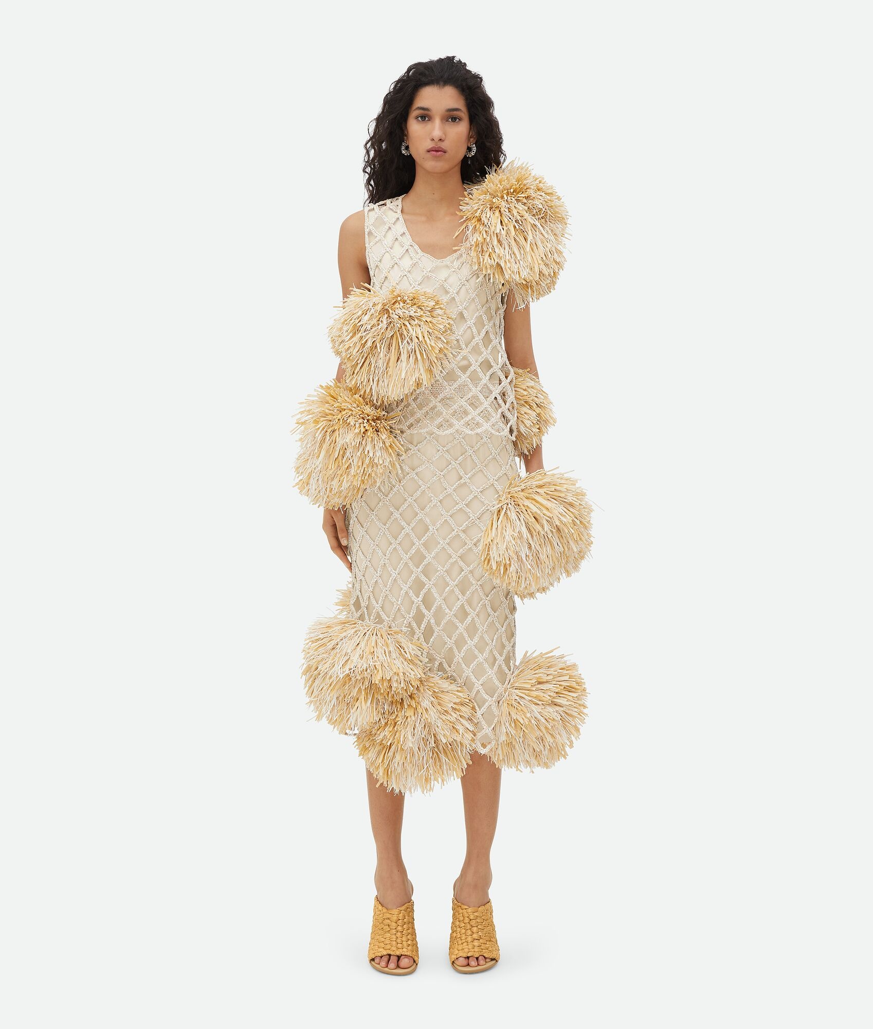 Paper Mesh Crochet Top With Pompom - 1
