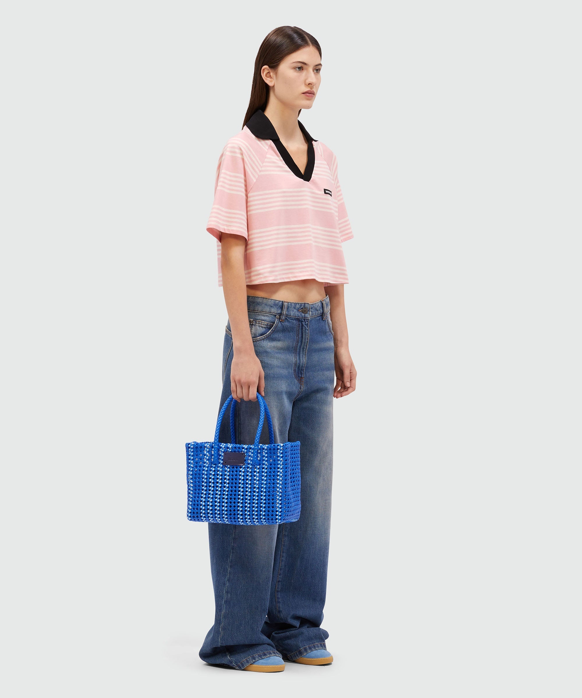 Cropped T-Shirt in striped cotton - 4