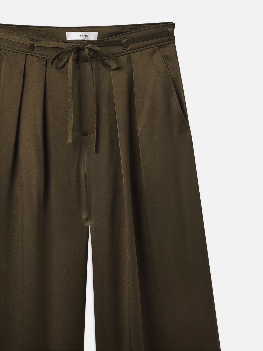 Long Silk Trouser in Rich Military - 8