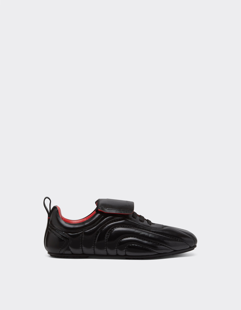 Running trainers in wet-effect leather 1