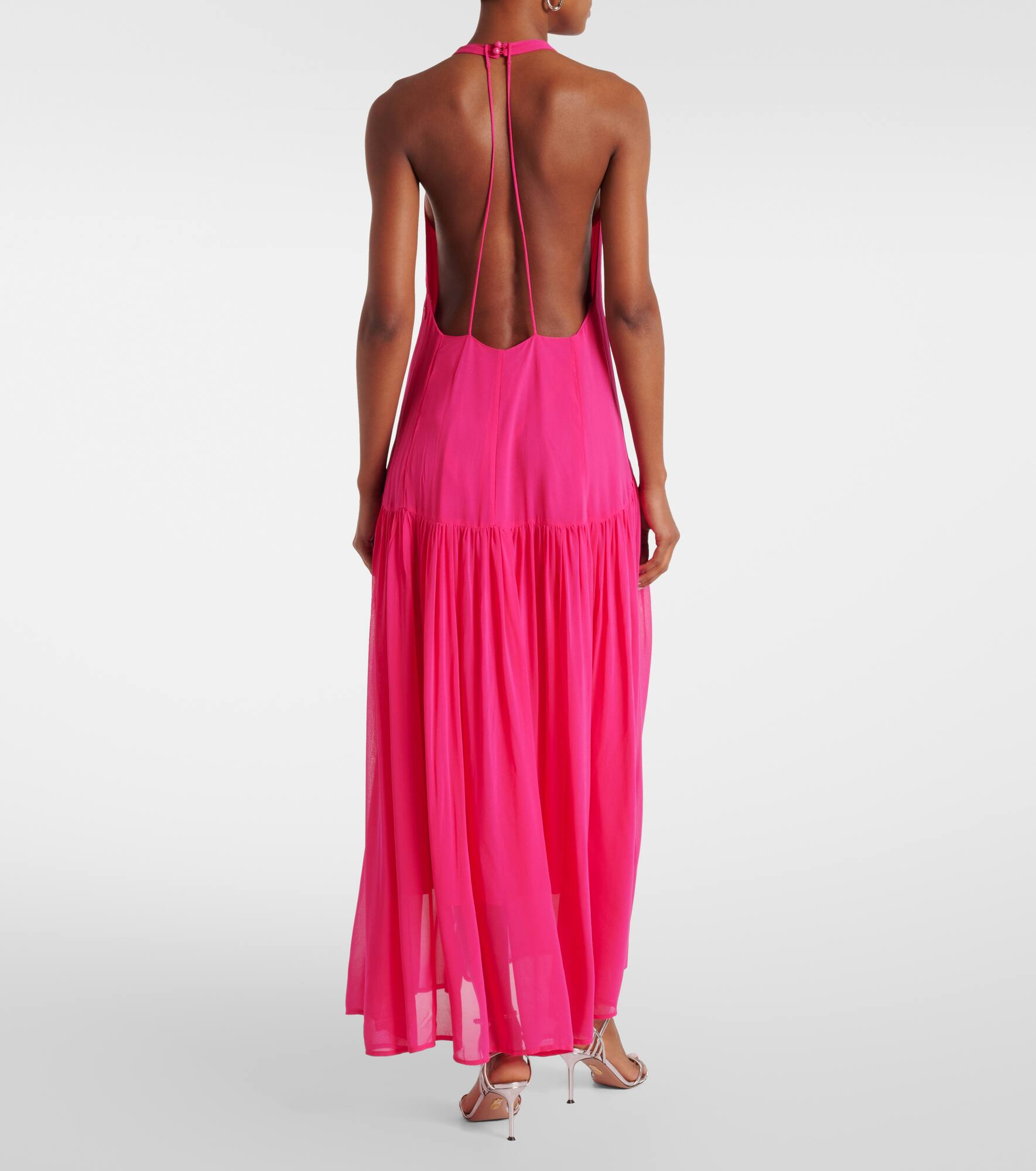 Pink Flower halterneck maxi dress - 3